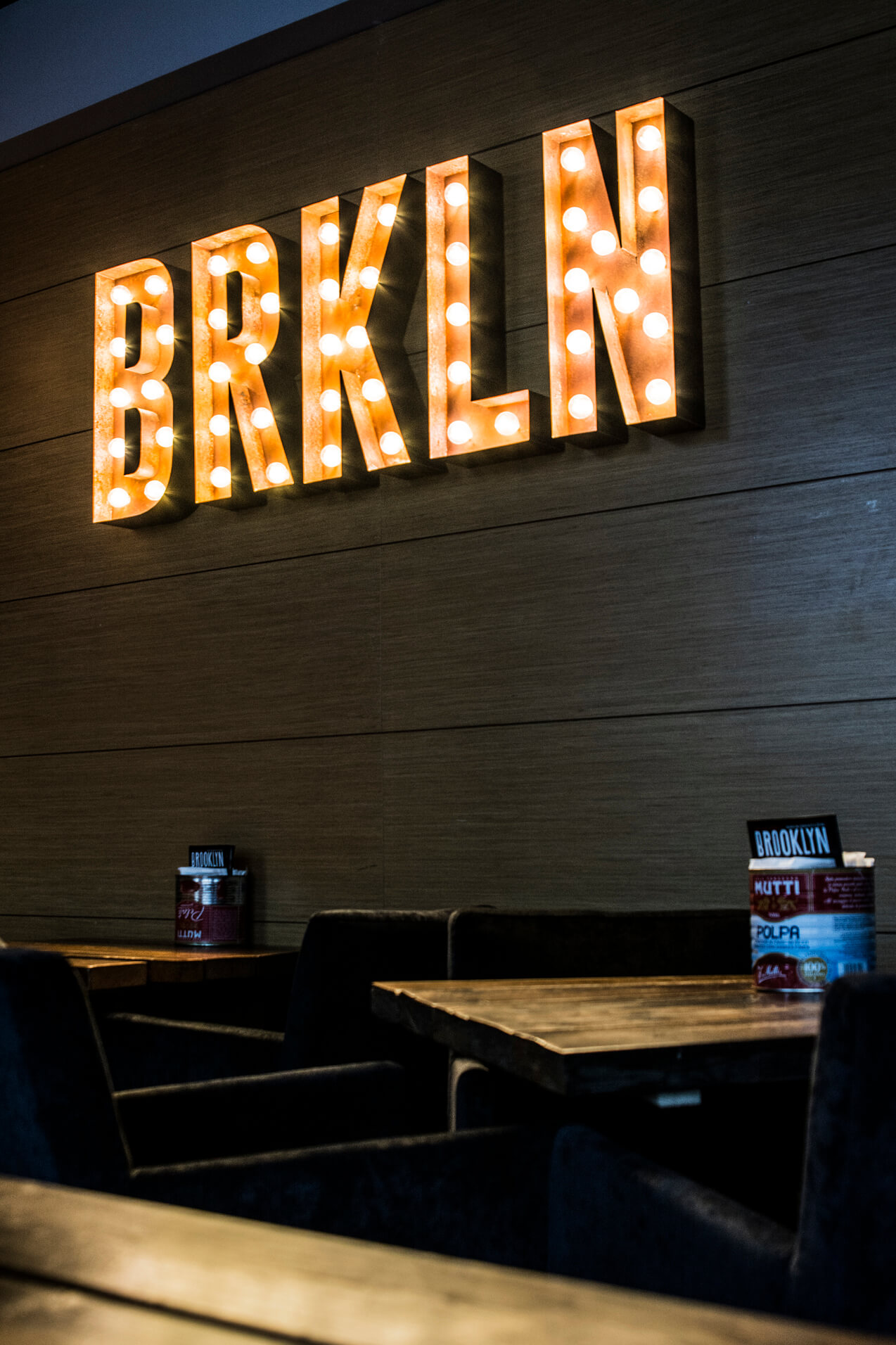 BRKLN - letters with retro-style bulbs